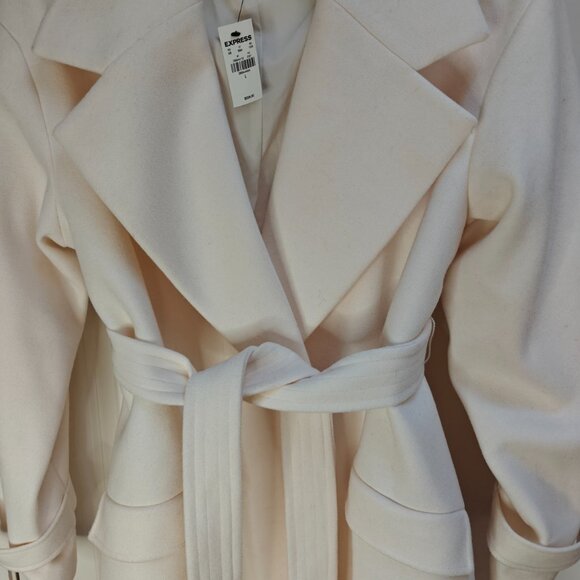 Express Belted Wrap Front Coat, Swan (Ivory-Off-White), Large(NWT) - Picture 11 of 16